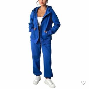 Women's L Pinspark  Royal Blue Sweatsuit Hoodie and Sweat Pants NWT